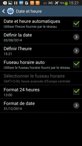 Android reglage heure